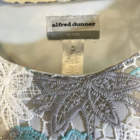 Alfred Dunner Gray and White lace Embellished Blouse - Picture 5 of 5